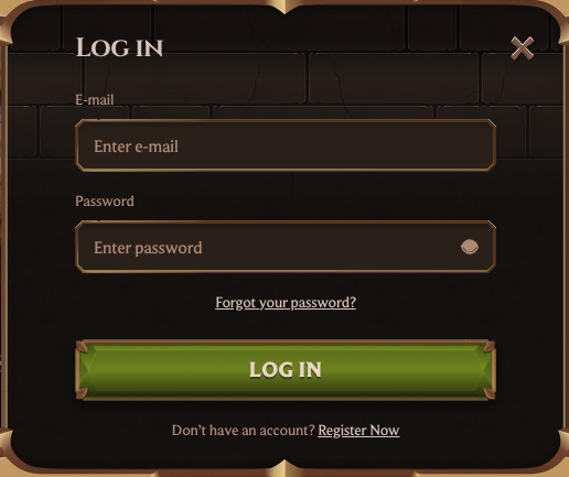 Lanista Casino login form with email and password fields