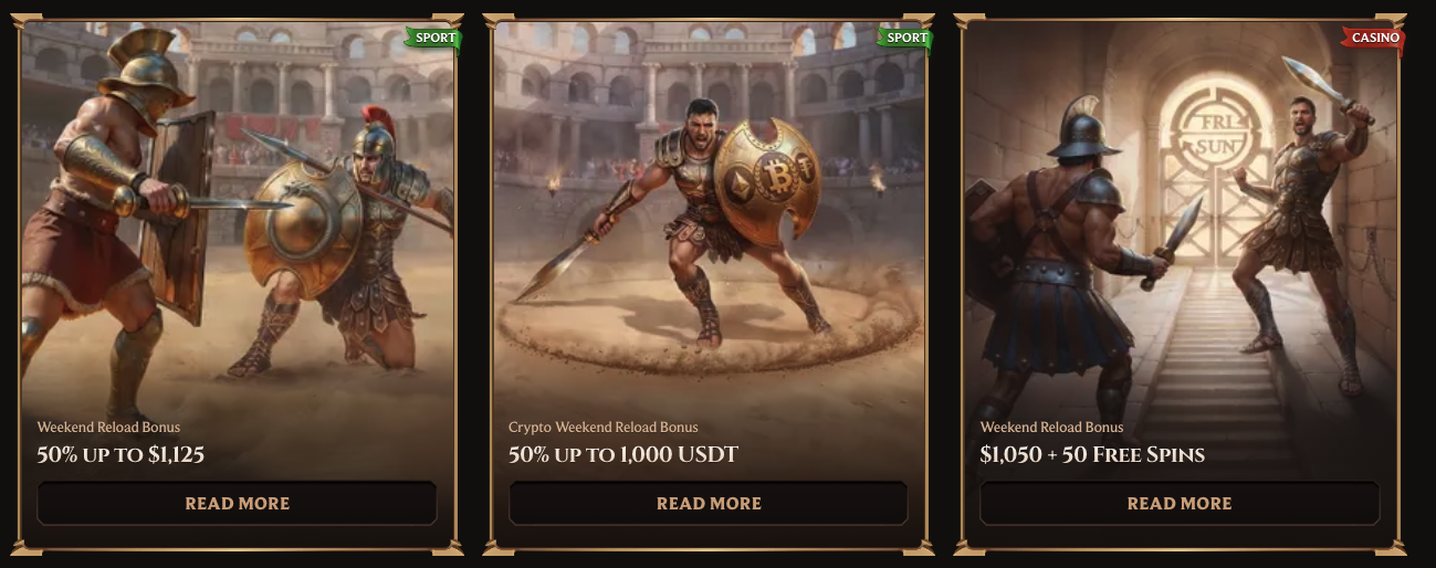 Lanista Casino weekend reload bonus promo cards